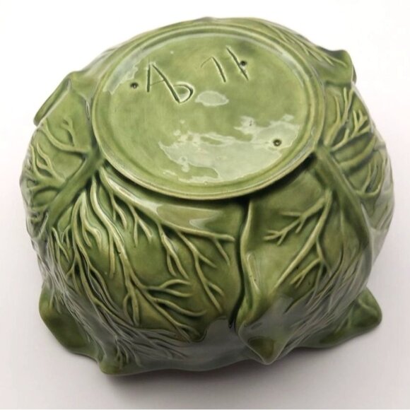 Vintage Holland Mold Cabbage Lettuce Serving Bowl W/ Lid Ceramic MCM Vegetables - Picture 11 of 12